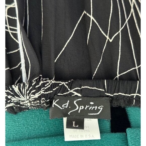 K.D. Spring Black & White Floral A-Line Midi Skirt With Elastic Waist Band Large - Picture 7 of 16